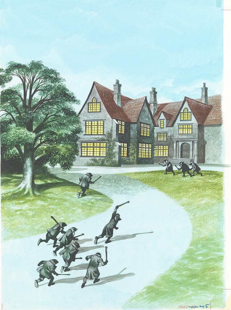 The Wind in the Willows - Storming Toad Hall art by Ron Embleton