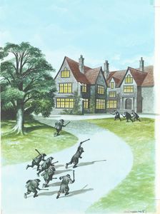 The Wind in the Willows - Storming Toad Hall art by Ron Embleton