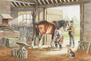 Horse Drawn Vehicle Series - The Blacksmith's Shop art by Ron Embleton