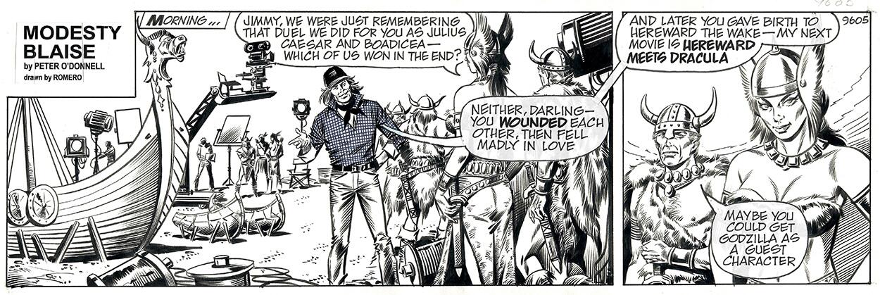 Modesty Blaise daily strip #9605 - Caesar and Boadicea art by Enric Badia Romero