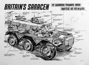 Saracen Armoured Personnel Carrier art by Peter Sarson