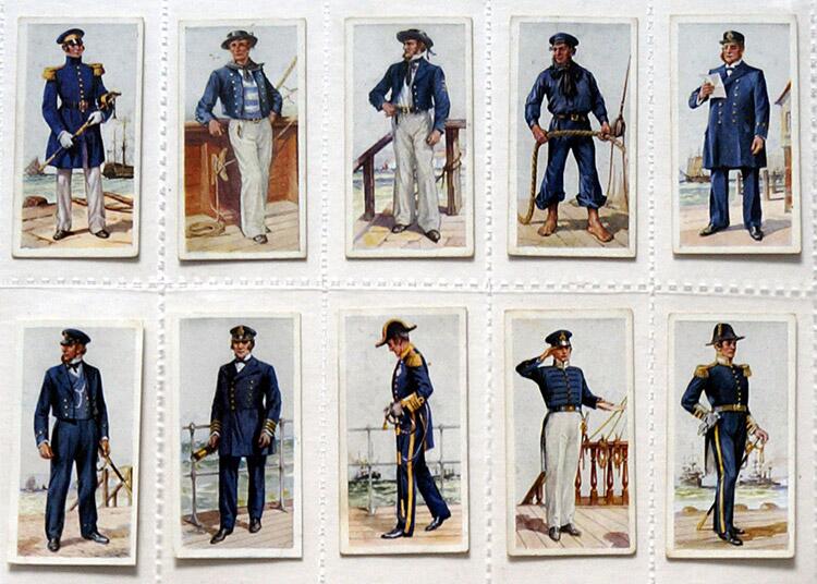 Complete Set of 50 'History Of Naval Uniforms' Carreras Cigarette Cards (1937)