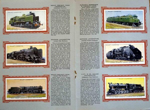 Complete Set of 50 Railway Engines Cigarette cards in album (1936) by Various