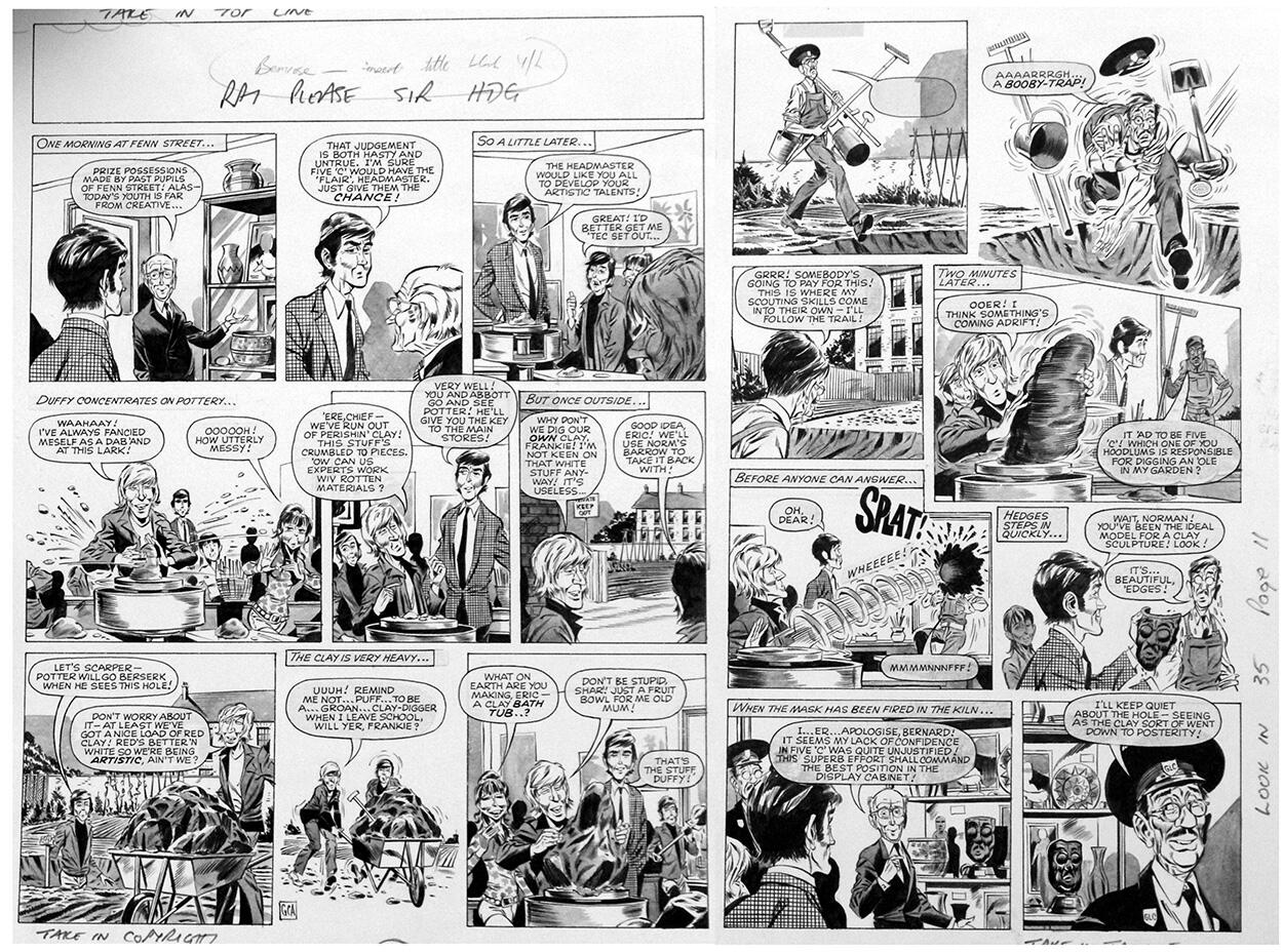 Please Sir! TWO pages from Look In Magazine 1 art by Graham Allen