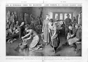 Life in Petrograd (original page from The Sphere 1918) art by Fortunino Matania