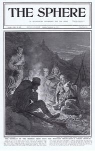 The Retreat of The Serbian Army (original cover page from The Sphere 1915) art by Fortunino Matania