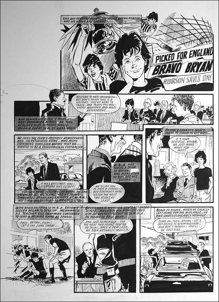 Bryan Robson Soccer Superstar Part 2 (TWO pages) art by John M Burns