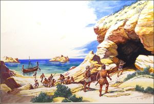 Into the Cyclops Cave art by Geoff Campion