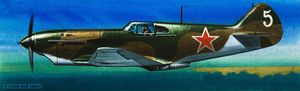 Russian Lavochkin Fighter art by Wilf Hardy