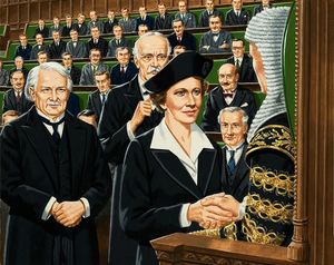 Britain's First Lady M.P. art by John Keay