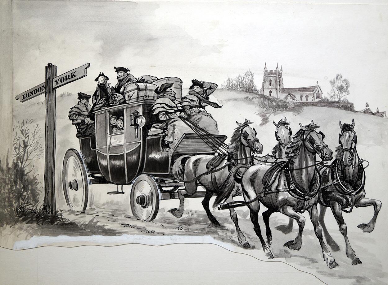 The London to York Stagecoach art by Peter Jackson