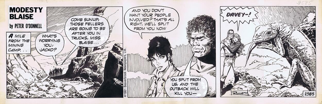 Modesty Blaise daily strip #2585 - The Outback Will Kill You art by Enric Badia Romero
