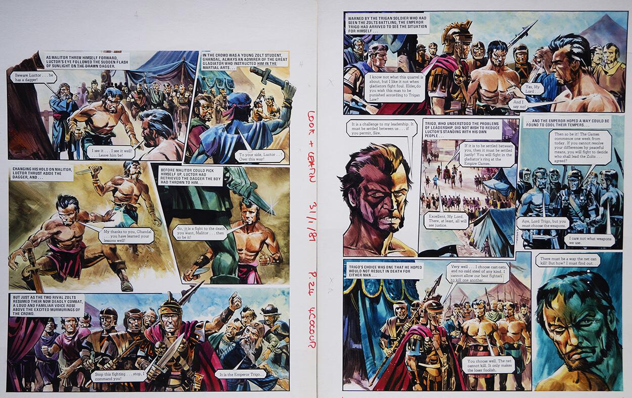 Fight to the Death from 'The War of The Zolts' (TWO pages) art by Gerry Wood