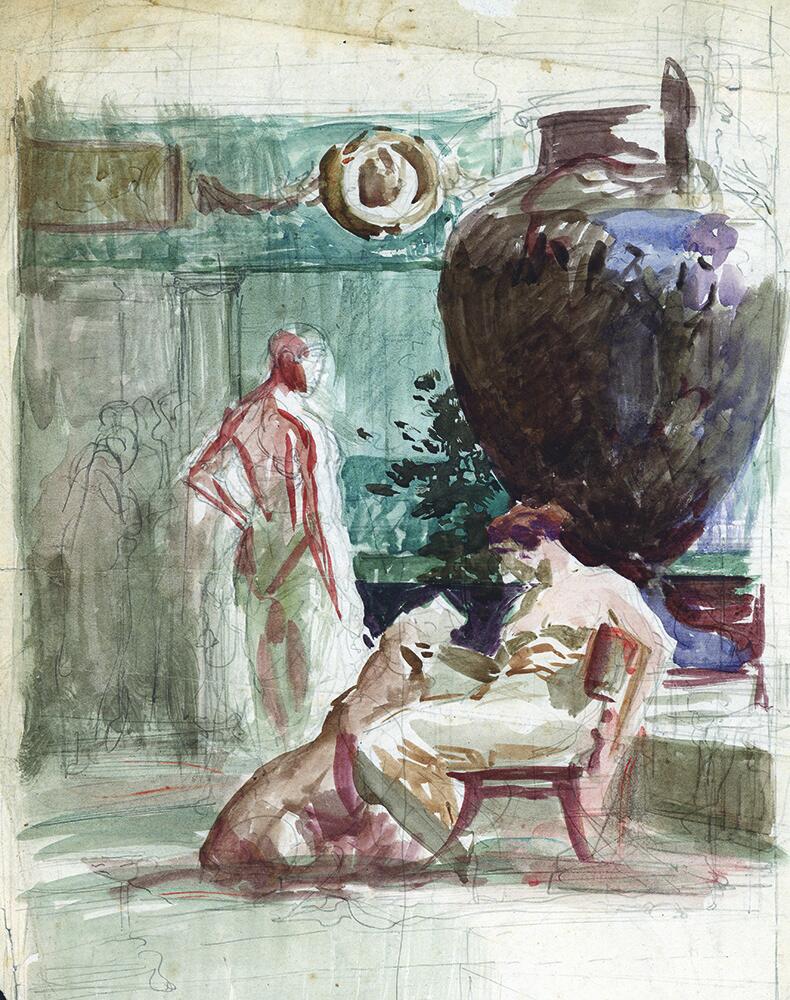 A Gift From Caesar preliminary sketch art by Fortunino Matania