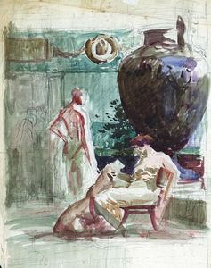A Gift From Caesar preliminary sketch art by Fortunino Matania