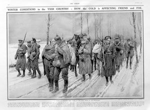Winter In Yser Country (original page from The Sphere 1914) art by Fortunino Matania