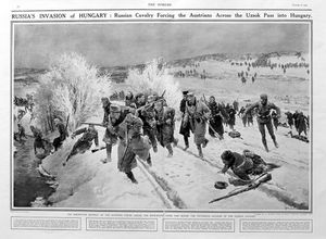 Russia's Invasion Of Hungary (original page from The Sphere 1915) art by Fortunino Matania