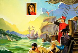 Amerigo Vespucci Sighting America art by Severino Baraldi