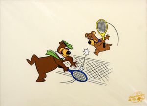 Yogi & Boo Boo Tennis Serigraph art by Hanna-Barbera