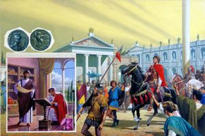 Theodoric enters Rome art by Severino Baraldi
