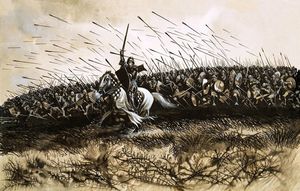 The French Army Under a Hail Of Arrows at Agincourt art by Ron Embleton