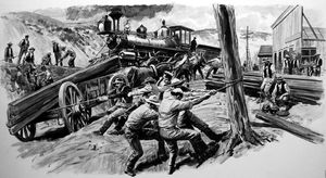 Building the Railway In Washington State art by Cecil Doughty