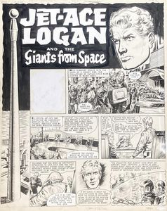Jet-Ace Logan - The Giants from Space art by John Gillatt