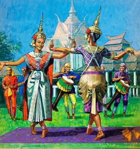 Siamese Dancers (Thailand) art by Harry Green