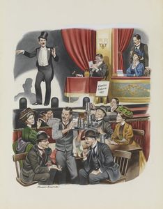Edwardian Music Hall art by Ron Embleton