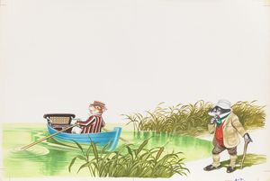 The Wind in the Willows - Ratty and Mole on the Water art by Ron Embleton
