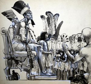 The Pharaoh Who Abolished the Gods art by Clive Uptton