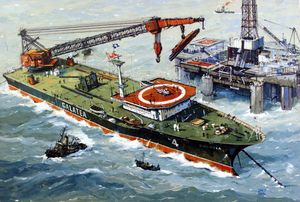 The Galatea with Heavy Lifting Crane art by John S Smith