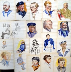Watercolour Portraits from Doris E. White Personal Sketchbooks art by Doris White