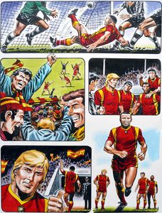 Roy Of The Rovers - Roy Backs Terry Spring To Score art by Michael White