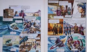 The Great Wave from 'The Hericon/Nivatian Conflict' (TWO pages) art by Gerry Wood