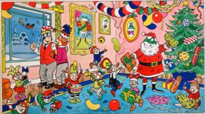 Mr Toad's Christmas Party art by Peter Woolcock