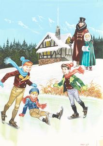 The Happy Prince: Ice Skating art by Ron Embleton