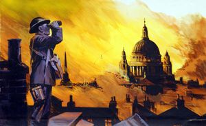 Blitz Lookout at St Paul's Cathedral art by Wilf Hardy