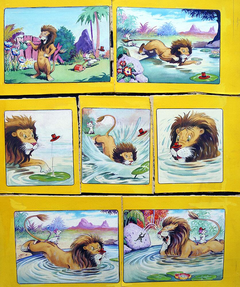 Leo The Friendly Lion - In To The Pond art by Virginio Livraghi