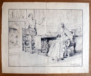 Francis Drake Presents To Queen Elizabeth I art by Fortunino Matania