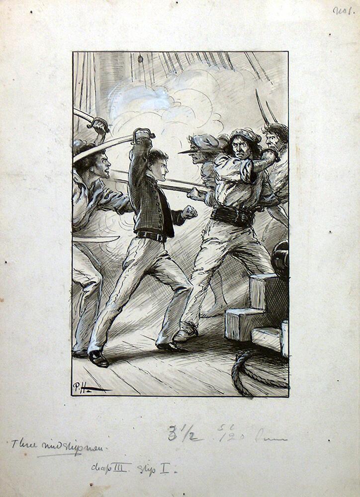 Three Midshipmen art by Paul Hardy