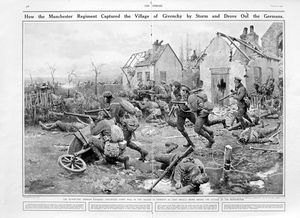 The Capture Of Givenchy (original page from The Sphere 1915) art by Fortunino Matania