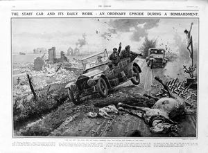 The Staff Car (original page from The Sphere 1915) art by Fortunino Matania