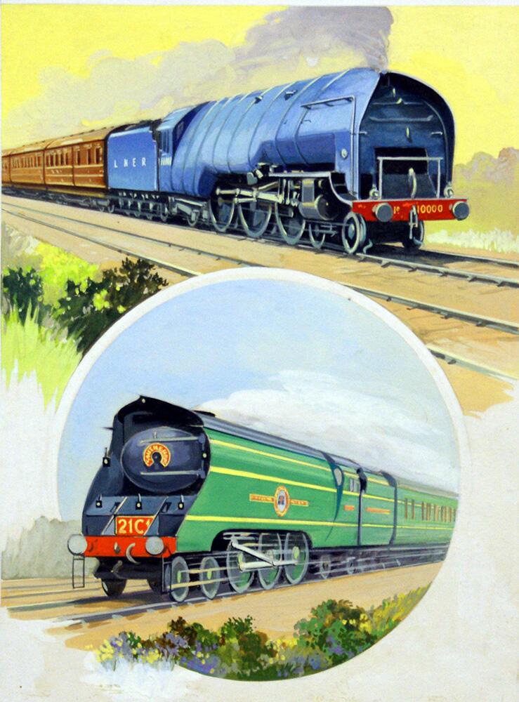 Streamlined Trains of the 1930s art by Geoffrey Day