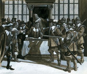 Cromwell in Parliament art by Ron Embleton