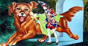 Three Soldiers: Lady On A Dog art by Ron Embleton