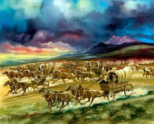 Western Land Race art by Ron Embleton
