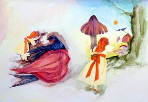 Thumbelina - Thumbelina Says Goodbye art by Gwen Green