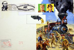 Butch Cassidy and the Sundance Kid hold up a train art by Harry Green