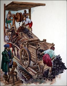 Coal Mining in Tudor Times 1 art by Peter Jackson